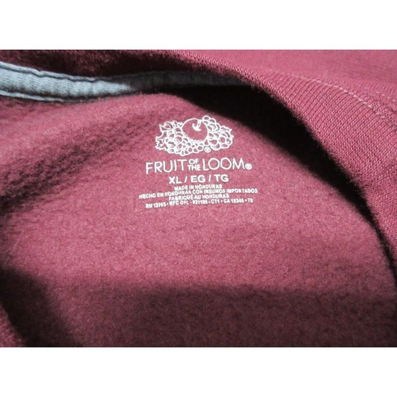 Fruit of‎ the Loom burgundy crew neck fleece pullover sweatshirt - Picture 6 of 11